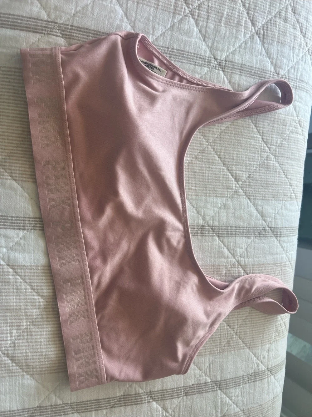 PINK Victoria's Secret Pale Pink Seamless Sports Bra & Leggings Set